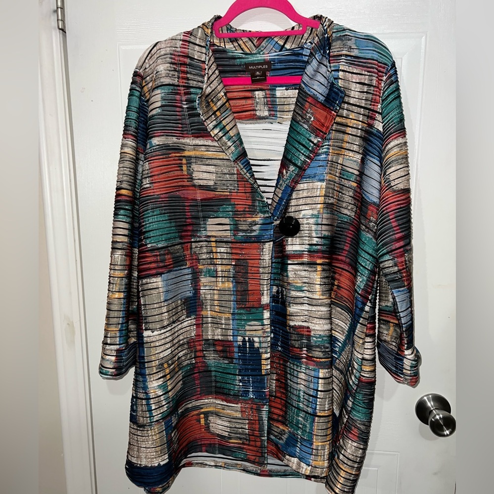 Multiples Striped Multicolor Button Jacket - image 1